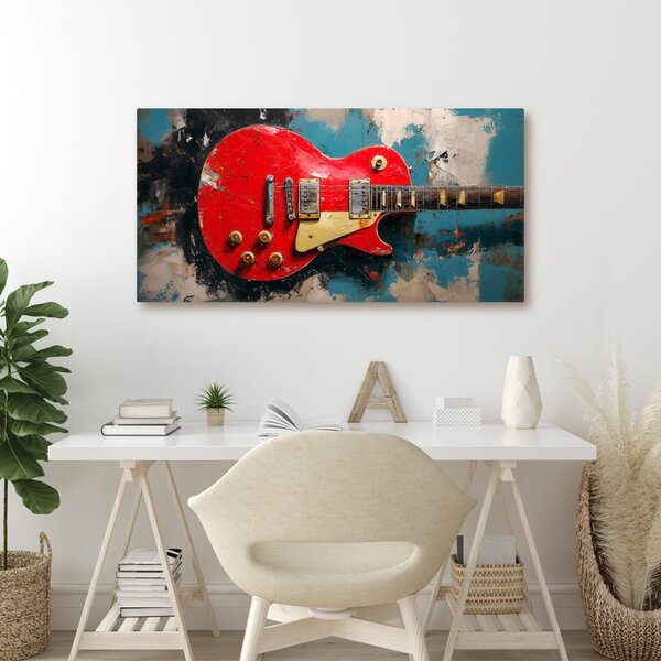Quadro su tela – Chitarra elettrica in rosso