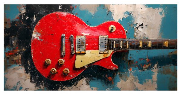 Quadro su tela – Chitarra elettrica in rosso