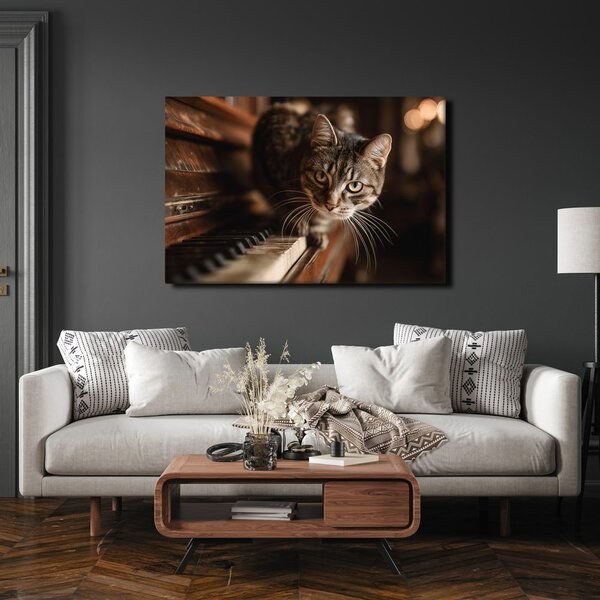 Quadro su tela – Gatto sul pianoforte