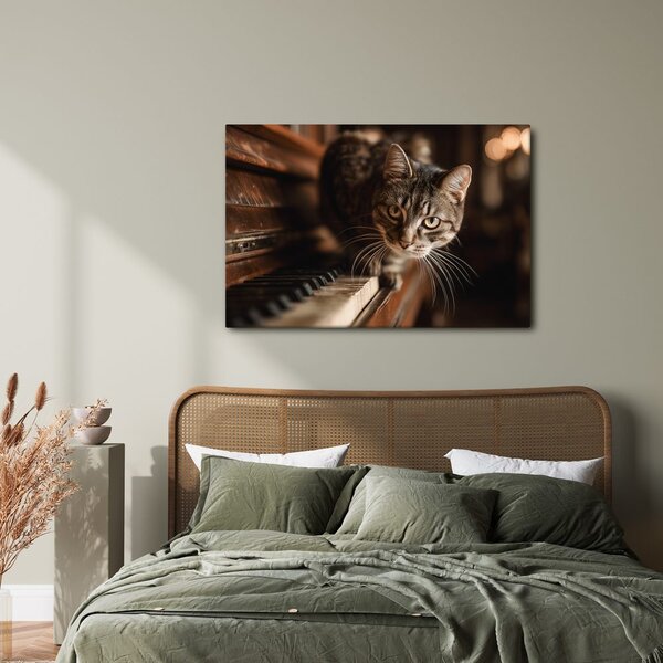 Quadro su tela – Gatto sul pianoforte
