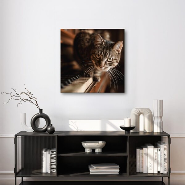 Quadro su tela – Gatto rilassato sul pianoforte