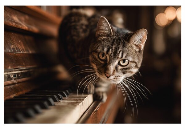 Quadro su tela – Gatto sul pianoforte