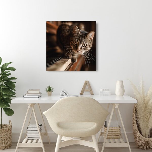 Quadro su tela – Gatto rilassato sul pianoforte