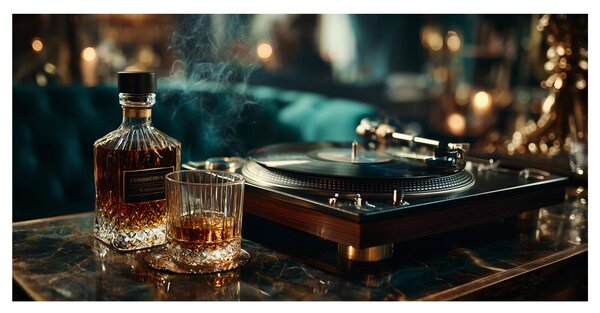 Quadro su tela – Relax con whisky e vinile