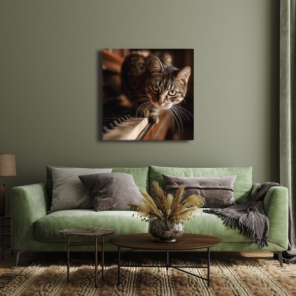 Quadro su tela – Gatto rilassato sul pianoforte