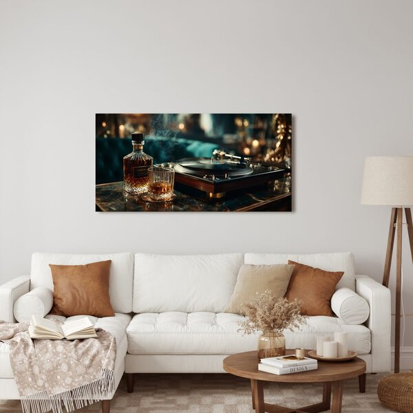 Quadro su tela – Relax con whisky e vinile