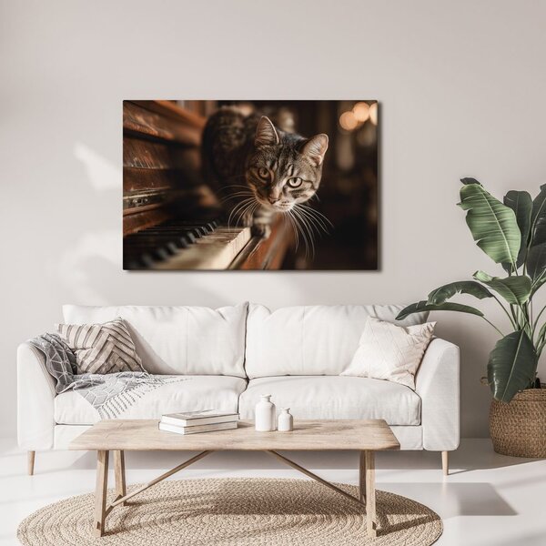 Quadro su tela – Gatto sul pianoforte
