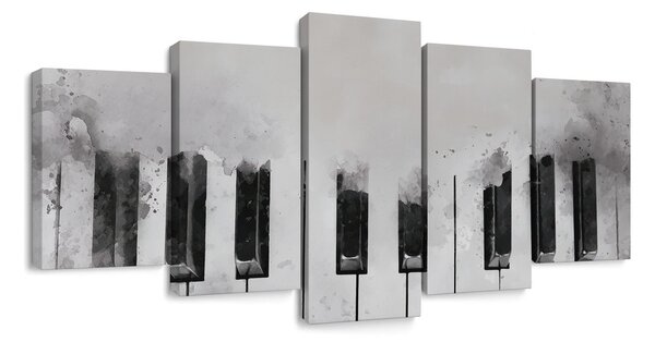 Quadri 5 pezzi – Tasti del pianoforte nella nebbia