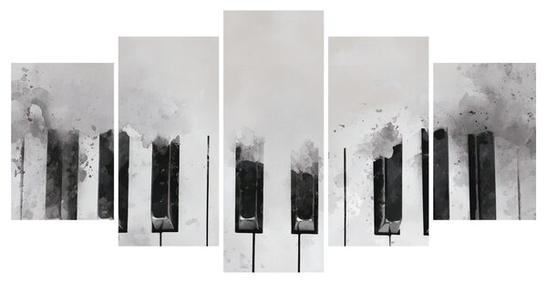Quadri 5 pezzi – Tasti del pianoforte nella nebbia
