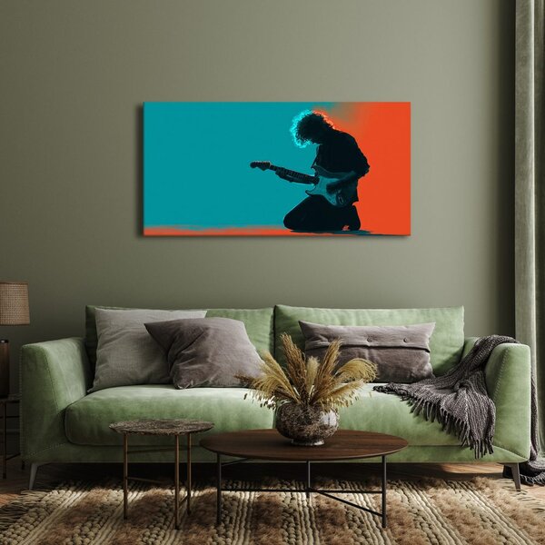 Quadro su tela – Chitarrista in luce colorata