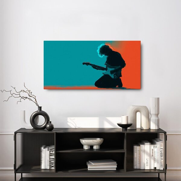 Quadro su tela – Chitarrista in luce colorata