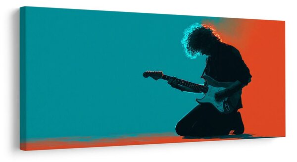 Quadro su tela – Chitarrista in luce colorata