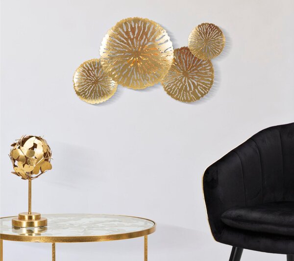 Lampada, Applique Da Muro in metallo dorato opaco 2 Punti Luce Dimensioni 47x13x28 cm Linea DISHI PLUS colore oro