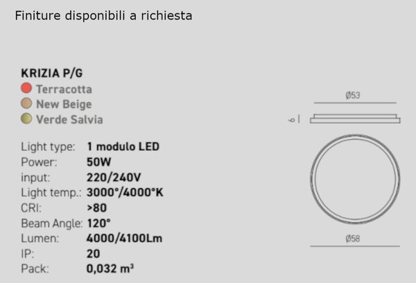 Plafoniera moderna gea luce krizia pg fkrpte3 led terracotta alluminio metacrilato - Gea Luce