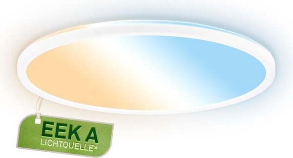 Briloner TAVA Pannello LED, CEE A sorgente luminosa*, dimmerabile, telecomando, Ø42 x 3 cm plafoniera a led, plafoniera per soggiorno, lampada da soffitto, bianco