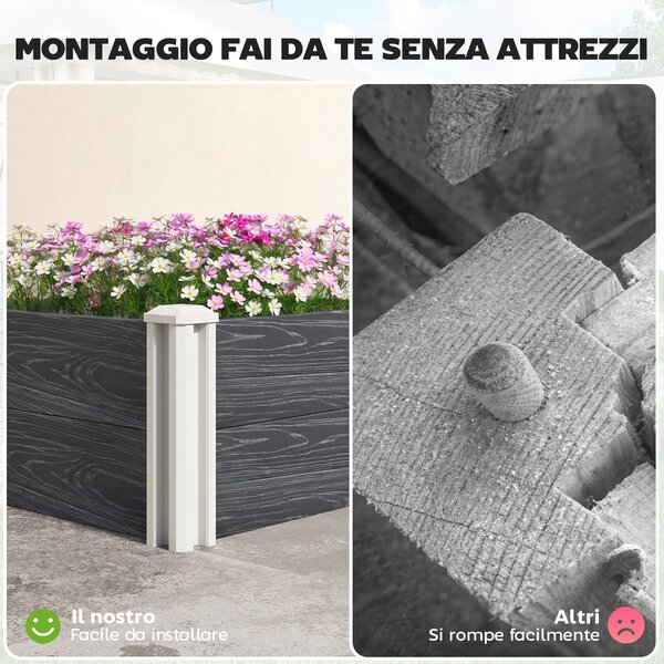 Outsunny Letto Rialzato da Giardino Fioriera Orto Rialzato 102x102x33 cm Grigio | Aosom Italy