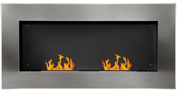HOMCOM Camino Moderno a Bioetanolo da Parete con 2 Bruciatori e gancio Realizzato in Acciaio Inox, 1.5LT 110 x 54 x 14cm | Aosom Italy
