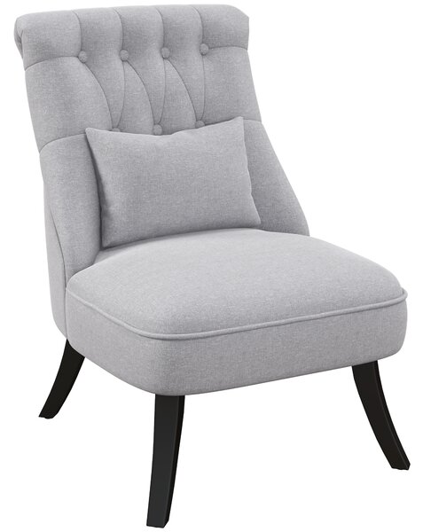 HOMCOM Poltroncina da Salotto in Tessuto Effetto Lino con Gambe in Legno, Stile Vintage, con Cuscino, Grigio|Aosom