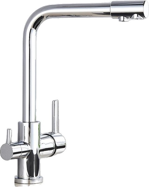 Rubinetto da cucina cromato, struttura in ottone resistente, doppia maniglia per acqua calda e fredda, rubinetti cromati