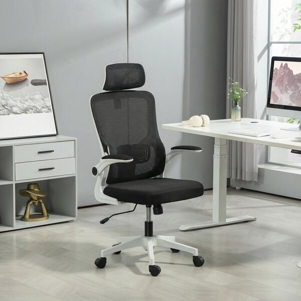 Vinsetto Sedia da Ufficio Regolabile e Reclinabile con Poggiatesta Rimovibile, in Tessuto a Rete, 60x59x114-122 cm, Nero | Aosom Italy