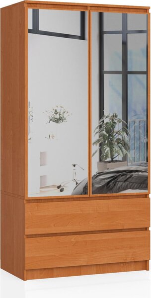 Akord Armadio 2 Ante 2 Cassetti 2 Specchi Ontano 90X51X180 Cm