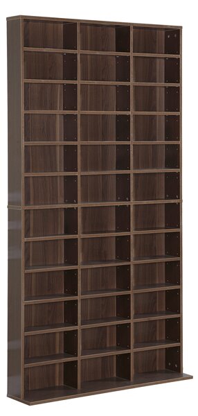 Homcom Libreria da Muro porta CD DVD in Legno,Mobile Soggiorno Regplabile con 36 scompartimenti, Marrone 195 × 102 × 23.5cm|Aosom
