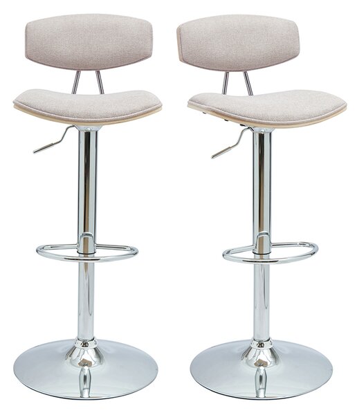 Sgabelli da bar design regolabili in tessuto effetto velluto beige e metallo (set di 2) VASCO