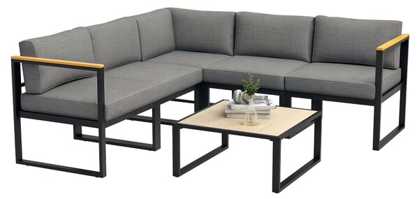Outsunny Salotto da Giardino con Divano e Tavolino in Alluminio con Cuscini Imbottiti, Grigio|Aosom