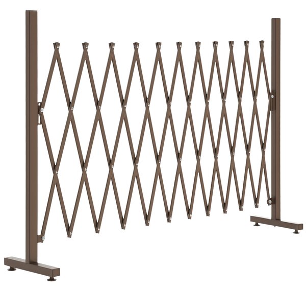 Outsunny Recinzione per cancello a forbice barriera a forbice estensibile 35-300 cm giardino alluminio marrone H103,5 cm