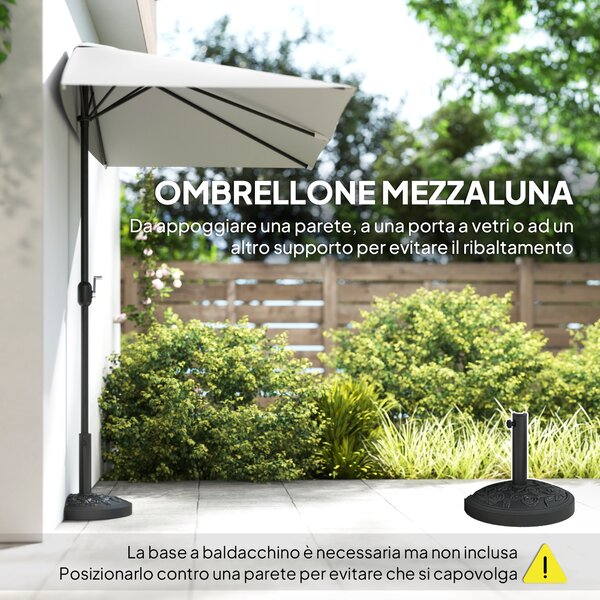 Outsunny Ombrellone da Parete Mezzaluna Salvaspazio con Apertura a Manovella, Crema|Aosom