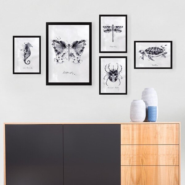 Dipinti in set da 5 pezzi Butterfly - Wallity