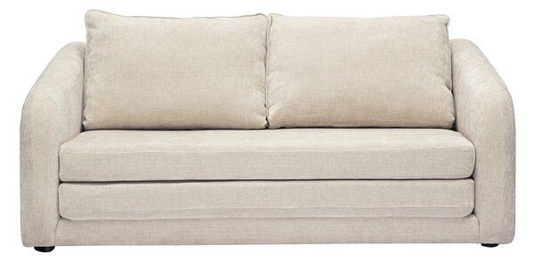 Divano letto 2 posti in tessuto effetto velluto testurizzato beige MAHAUT
