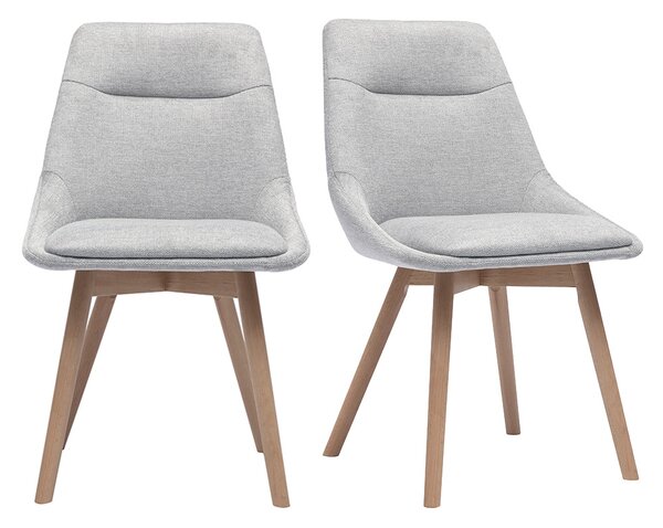 Sedie in tessuto effetto velluto grigio chiaro e legno chiaro (set di 2) ALESS