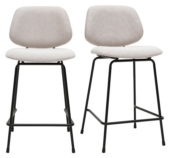 Sgabelli da bar in tessuto effetto velluto beige testurizzato e metallo H66.5 cm BARNET (set di 2)