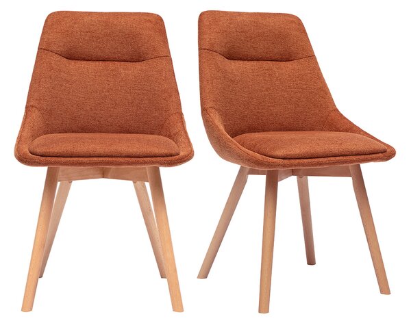Sedie in tessuto effetto velluto testurizzato terra bruciata e legno chiaro (set di 2) ALESS