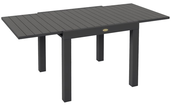 Outsunny Tavolo da Giardino Allungabile per 4-6 Persone con Piano a Doghe, in Alluminio, 81/162x80x75 cm, Grigio|Aosom