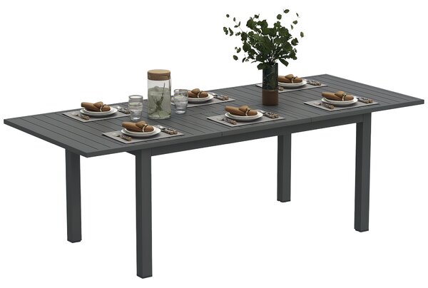 Outsunny Tavolo da Giardino Allungabile da 160-220 cm per 6-8 Persone Rettangolare in Alluminio, Grigio