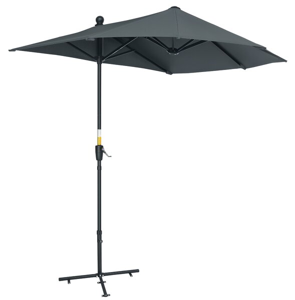 Outsunny Ombrellone Semicircolare con Manovella e Tettuccio Anti UV, 200x190x240 cm, Grigio