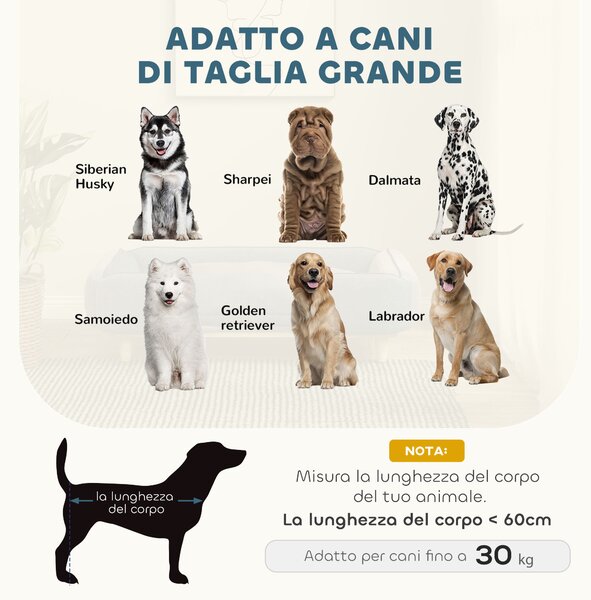 PawHut Divano Lettino per Cani Grandi fino 30 kg da Interno con Cuscino Rimovibile, 96x66x24 cm, Blu