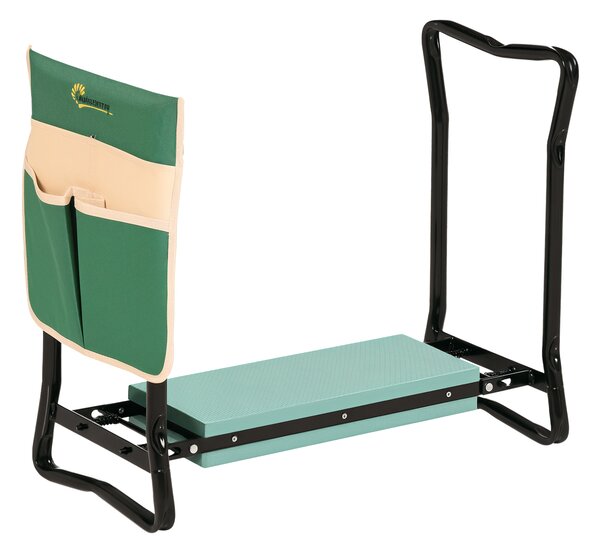 Outsunny Inginocchiatoio Panca da Giardino Pieghevole 2 in 1, Cuscini in EVA e Borsa Portaoggetti, Colore: Verde e Nero