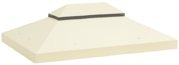 Outsunny Copertura per Gazebo da Giardino 3x4 m a 2 Livelli in Tessuto Oxford 600D con Fori di Drenaggio, Bianco Crema
