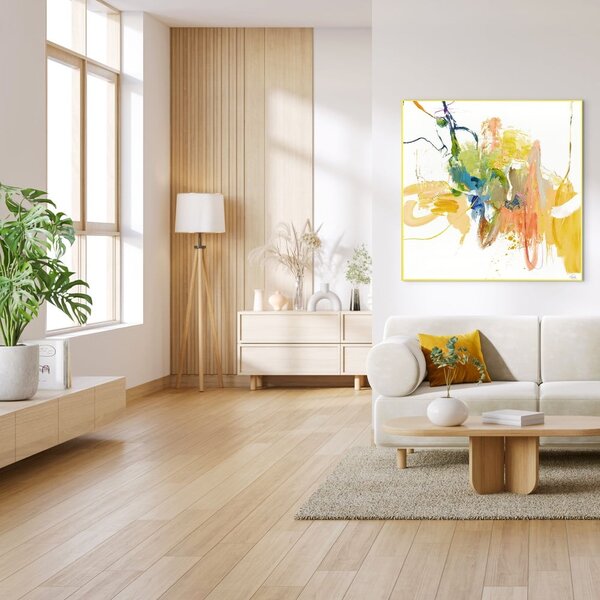 Quadro con elementi dipinti a mano 102x102 cm Confidential Yellow – Malerifabrikken