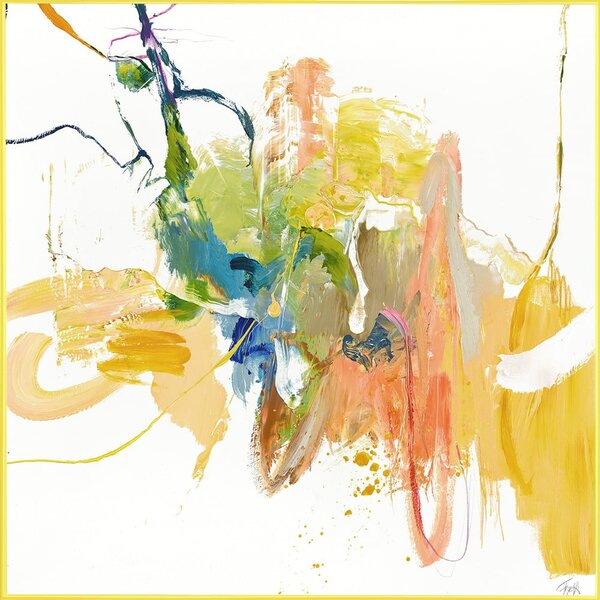 Quadro con elementi dipinti a mano 102x102 cm Confidential Yellow – Malerifabrikken