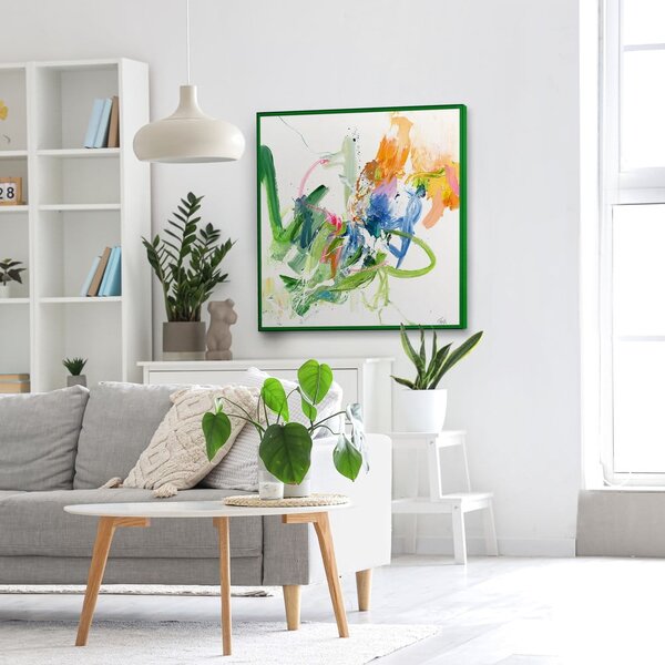 Quadro con elementi dipinti a mano 102x102 cm Confidential Green – Malerifabrikken