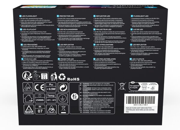 Faro proiettore Led 20W Nero da esterno IP65 RGB luce regolabile e dimmerabile con telecomando Aigostar