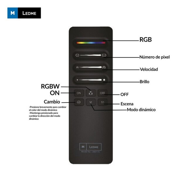 Telecomando RF striscia Led Monocolore + RGB + RGBW 12-24V M LEDME