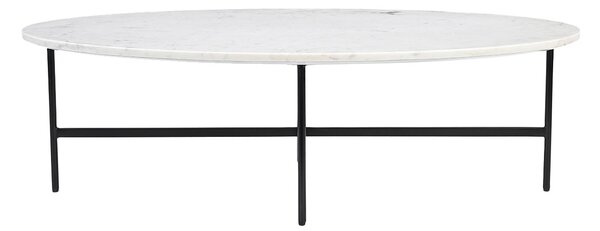 Tavolino ovale in marmo bianco e metallo nero L115 cm CARRARE