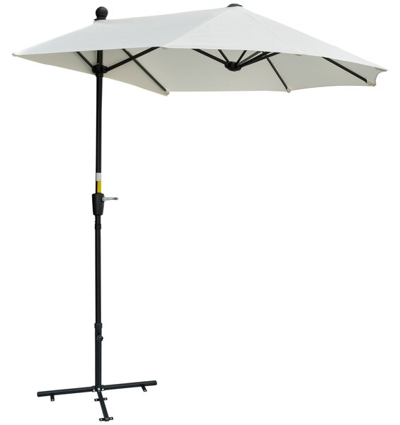Outsunny Ombrellone Semicircolare con Manovella e Tettuccio Anti UV, 200x190x240 cm, Crema