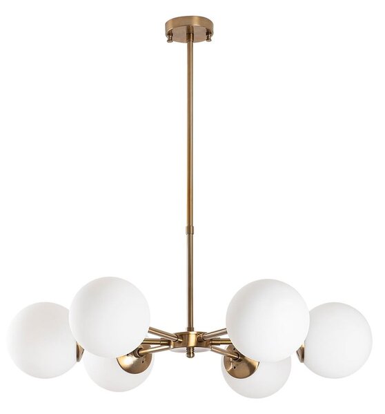 Lampadario bianco/color ottone con paralume in vetro ø 73 cm Akkas – Opviq lights