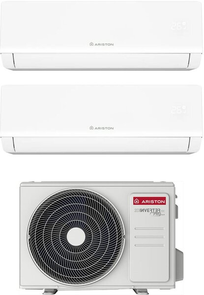 Ariston Climatizzatore Dual Split Inverter 9000+12000 Btu Condizionatore con Pompa di Calore Classe A++/A+ Wi-Fi (Unit Interna + Unit Esterna) - 